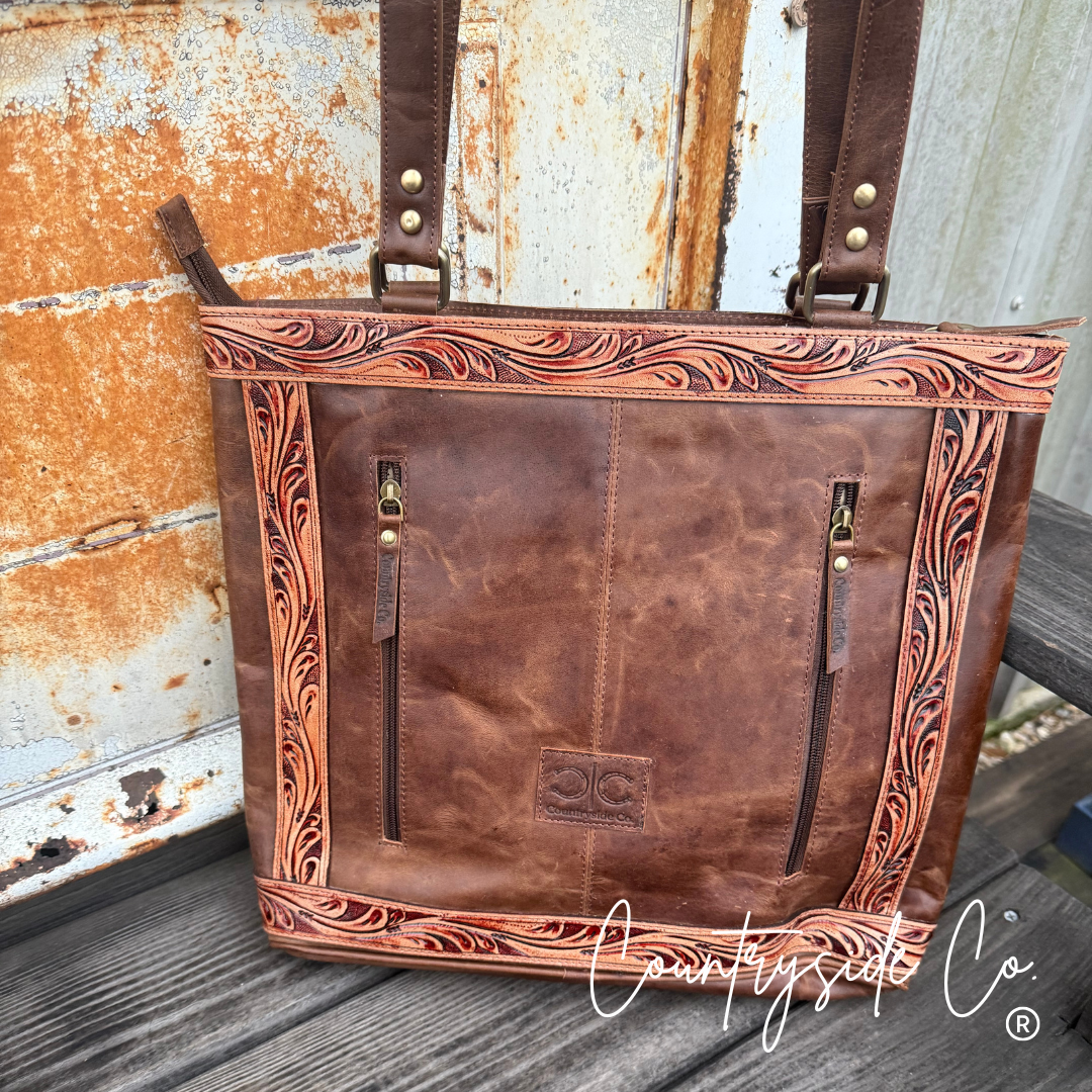 Lucille Conceal Carry Cowhide Leather Tote Purse