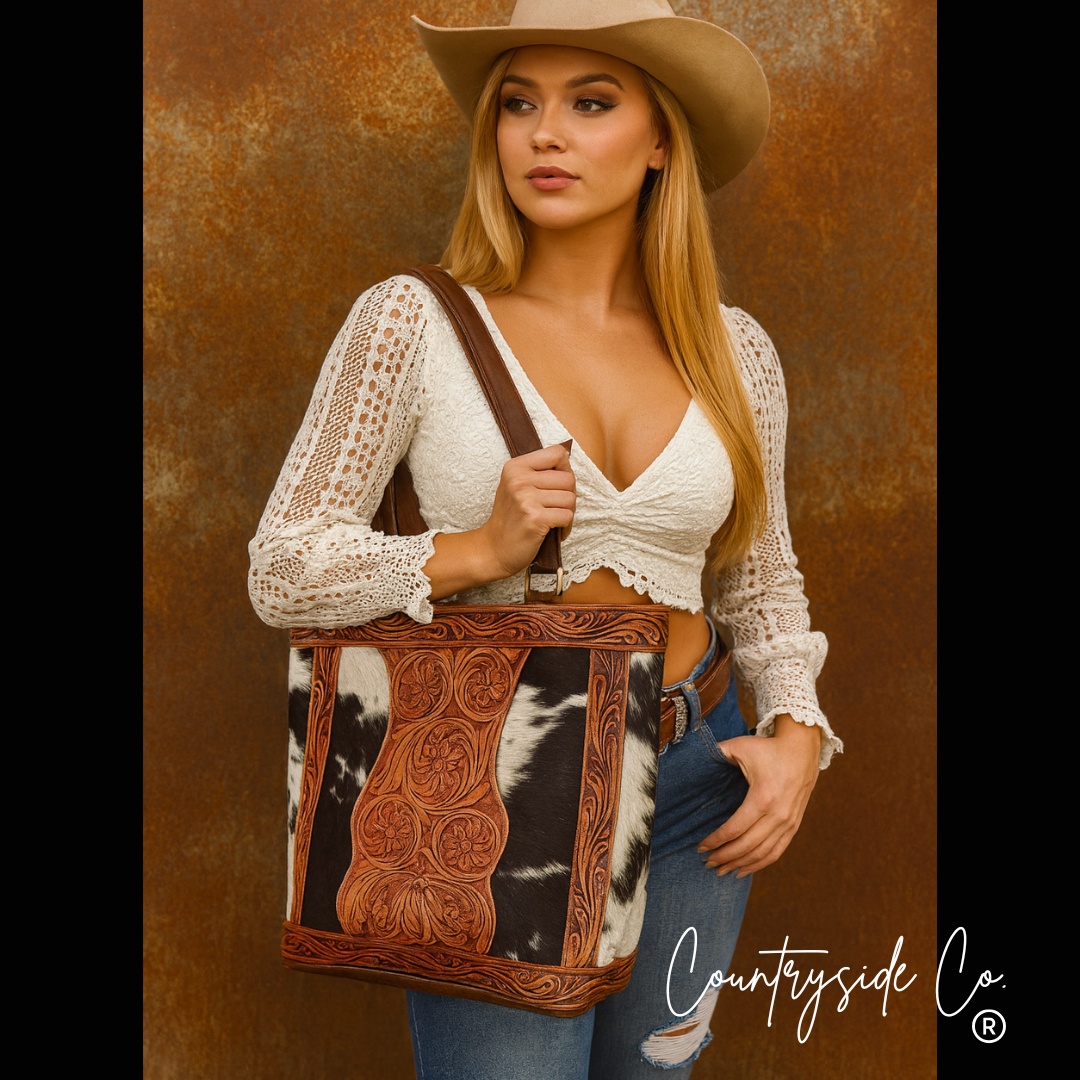 Lucille Conceal Carry Cowhide Leather Tote Purse