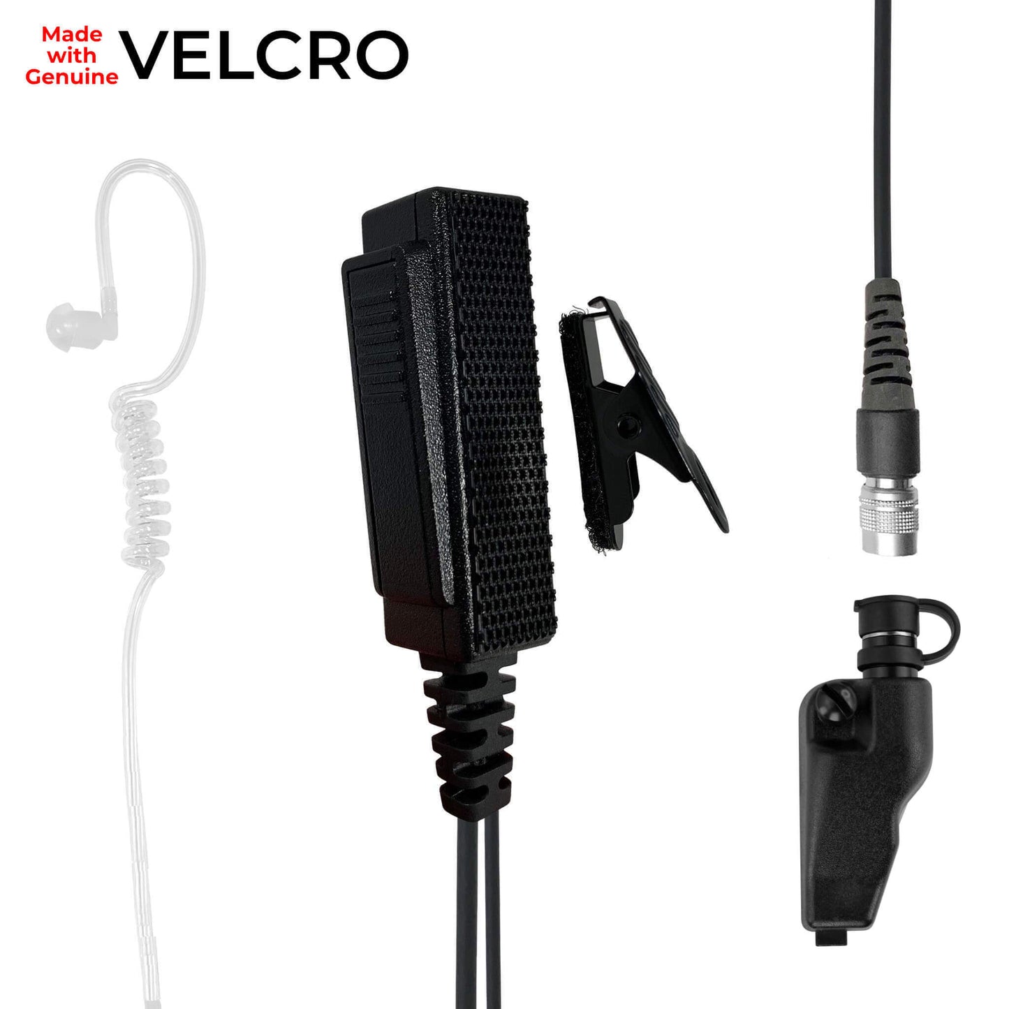 Velcro Mic & Earpiece Radio Kit w/ Quick Disconnect (Hirose) - EF Johnson VP5000 VP6000 VP8000 Series