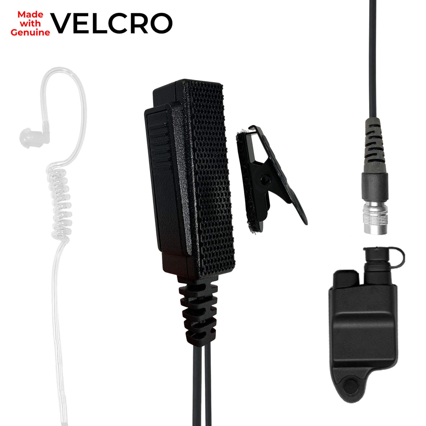 Velcro Mic & Earpiece Radio Kit w/ Quick Disconnect (Hirose) - Harris &  M/A-Com 700P/Pi, 710P, P5100 / P7100 / P7200 Series & More