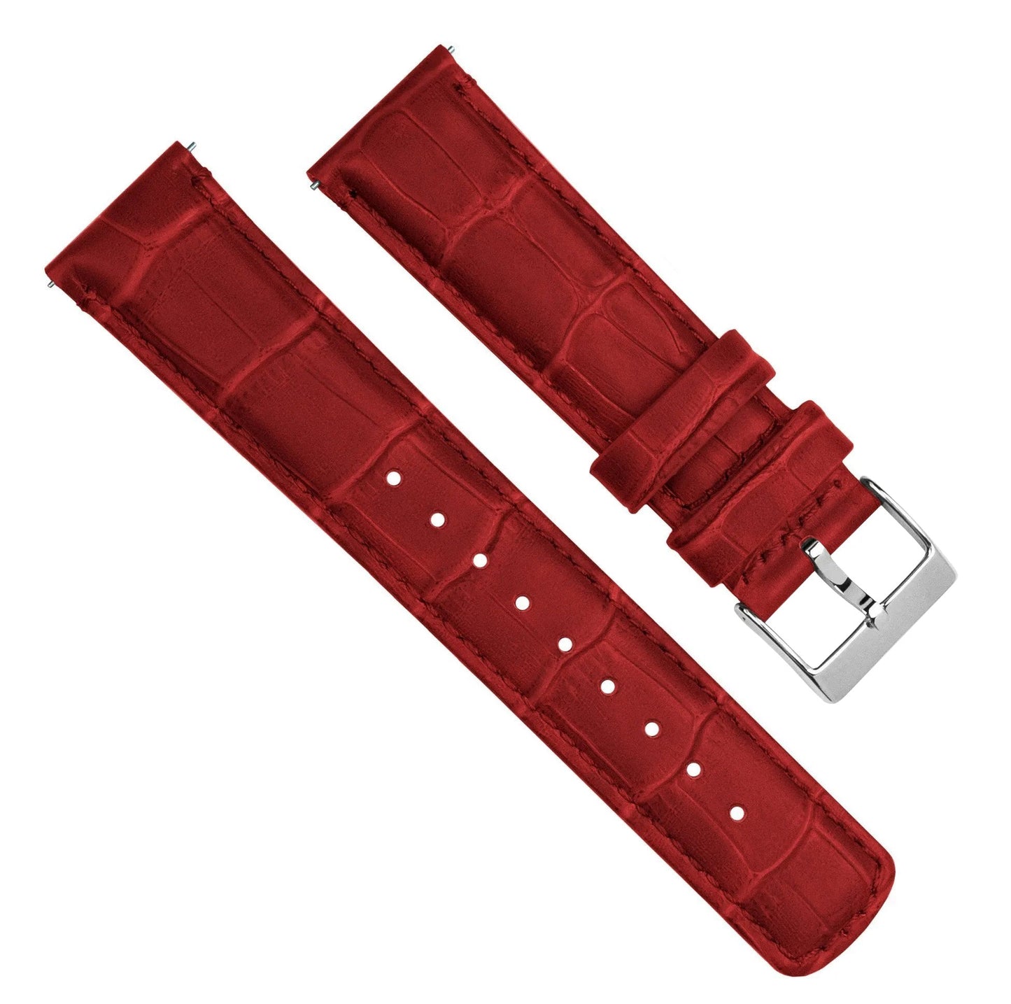 Crimson Red Alligator Grain Leather Watch Band