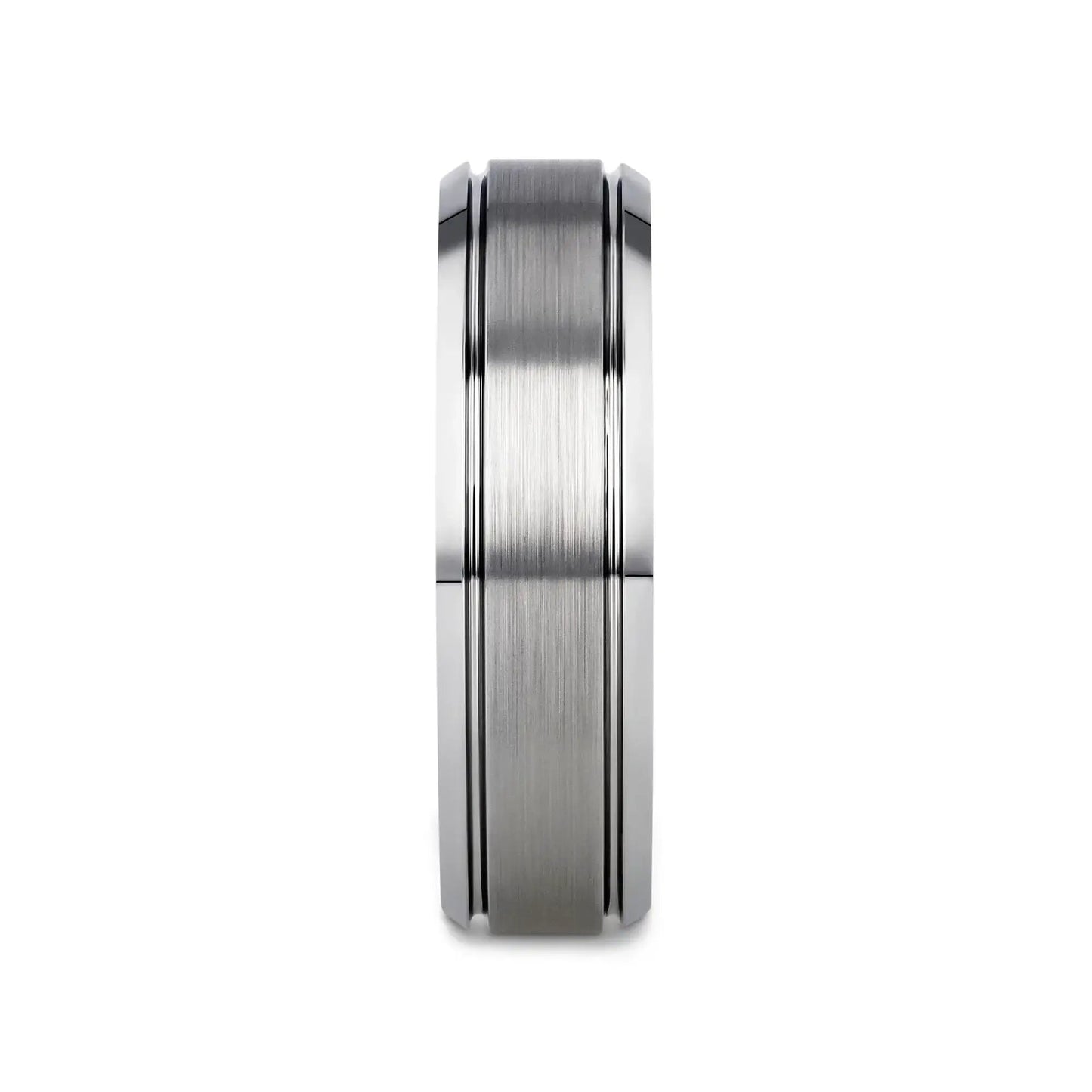 CRONUS Brushed Center with Polished Bevels Tungsten Wedding Band - 6mm & 8mm