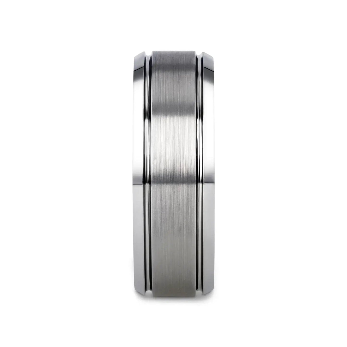 CRONUS Brushed Center with Polished Bevels Tungsten Wedding Band - 6mm & 8mm