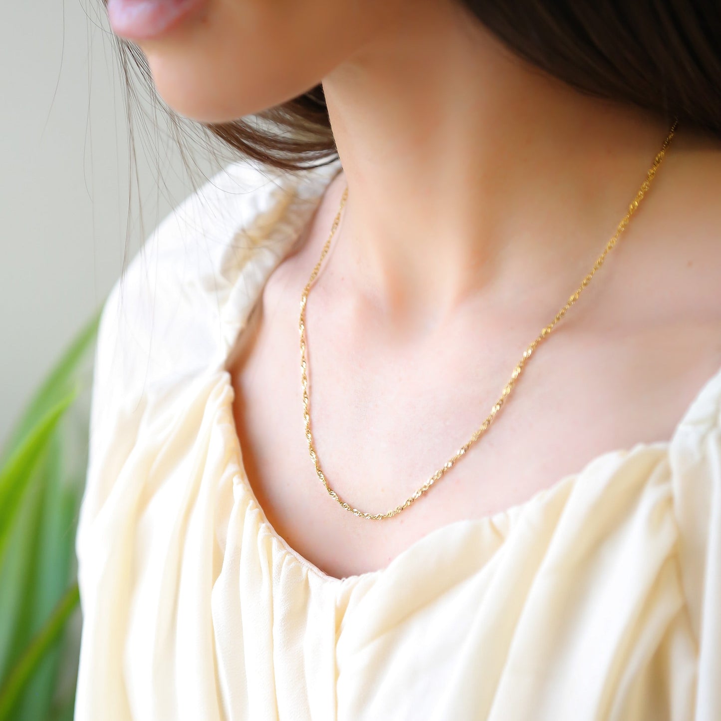 CURRENT - 18K Gold or Silver Twisted Chain Necklace