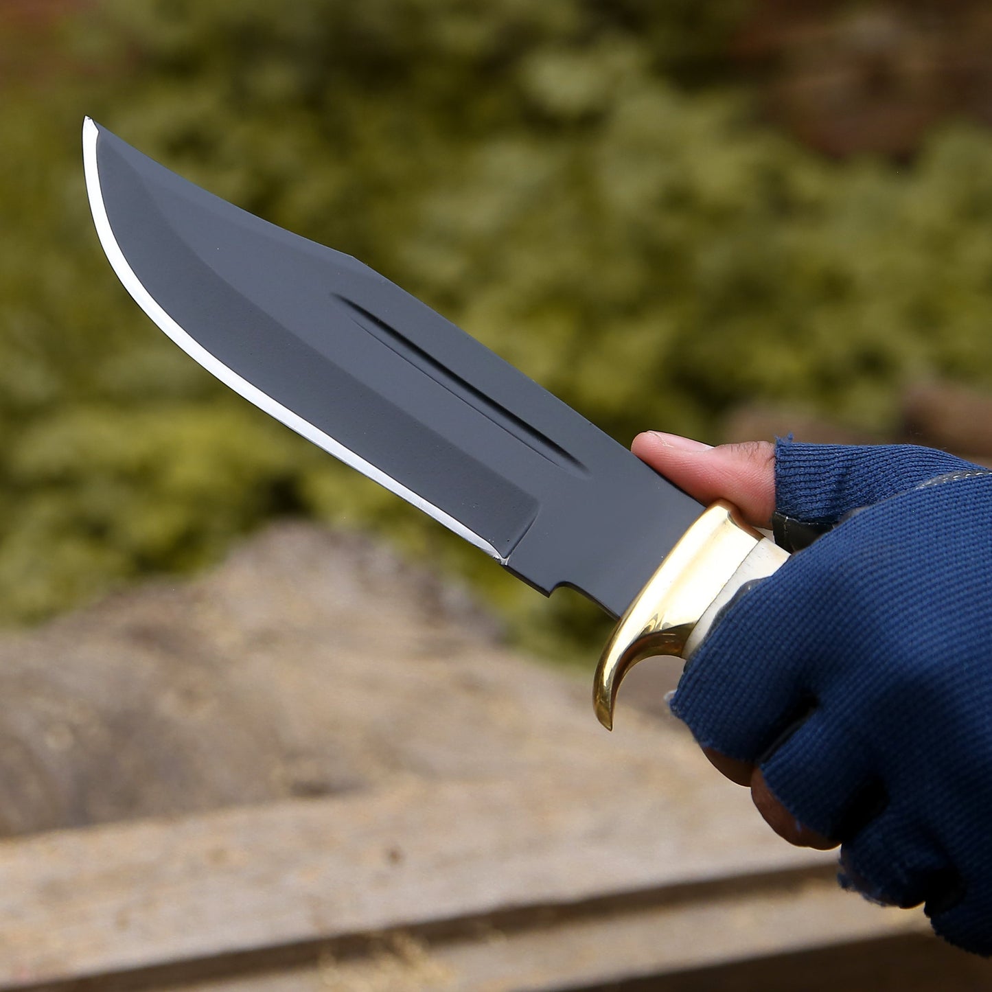 Vindicator Custom Bowie Knife with Bone & Stacked Leather Handle