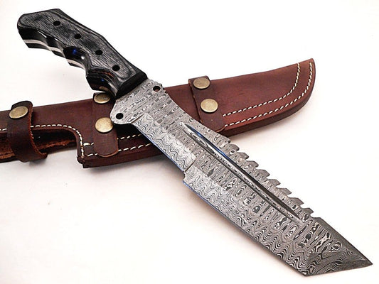 Custom Handcrafted Damascus Steel Tactical Tracker Knife - Ideal for Survival, Camping & Combat | KBS Knives