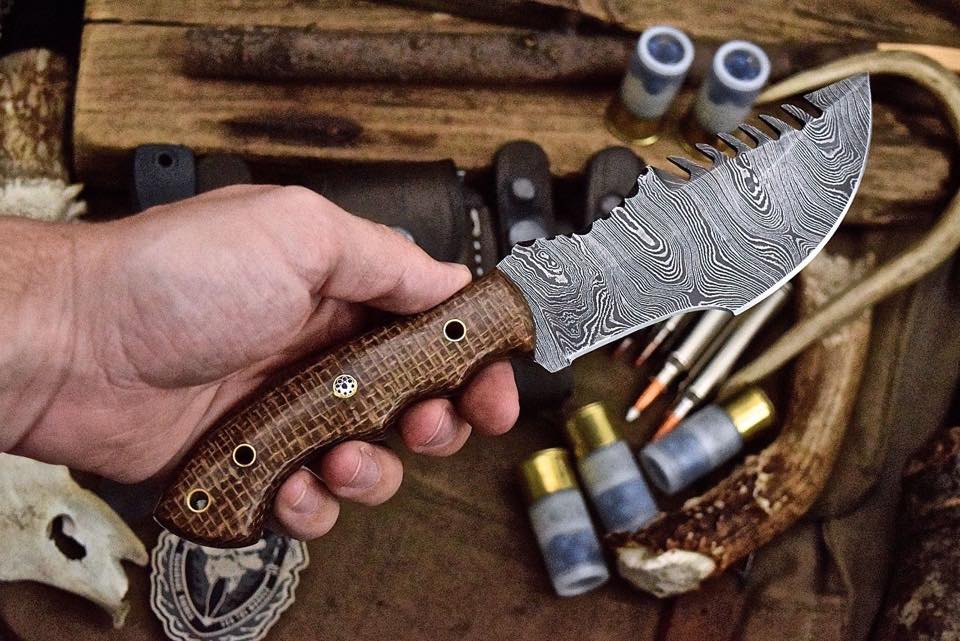 Custom Handcrafted Damascus Steel Tom Brown Tracker Knife - Ideal for Survival, Camping & Tactical Use | KBS Knives