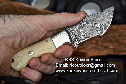Custom Handcrafted Damascus Steel Tops EDC Tom Brown Tracker Knife - Ideal for Survival, Camping & Tactical Use | KBS Knives