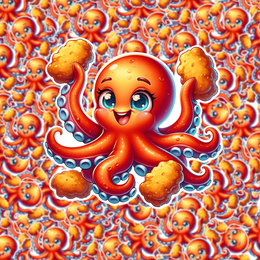 Cute Octopus Eating Chicken Nuggets Sticker