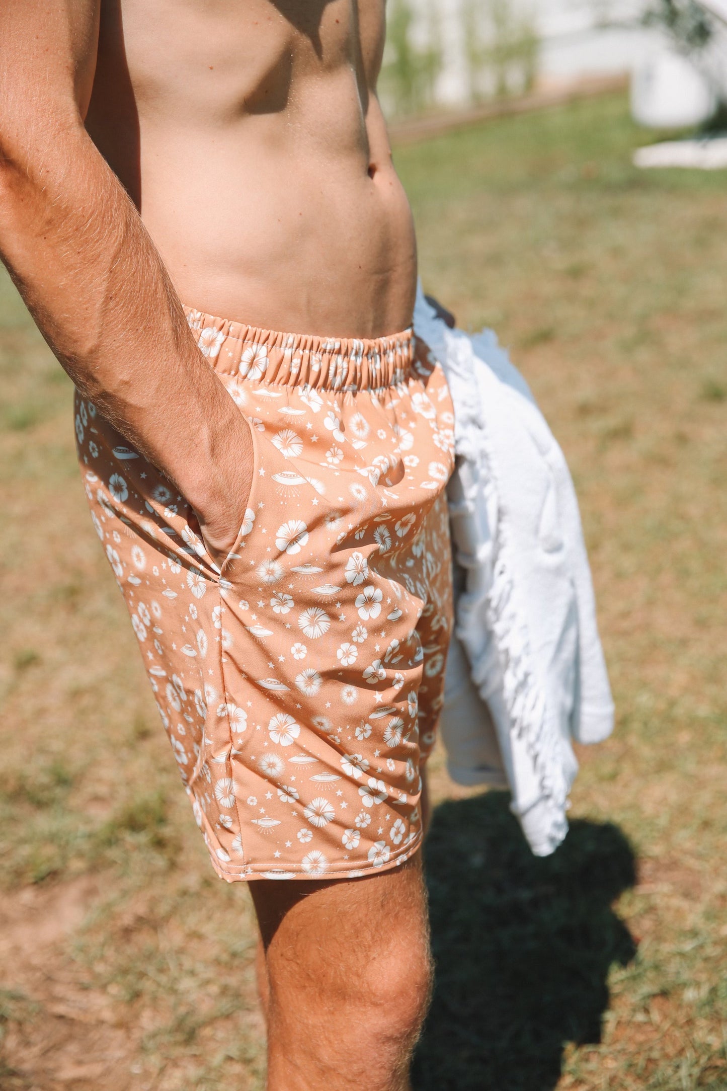 Beyond the Hibiscus: Unidentified Flying Florals Swim Trunks
