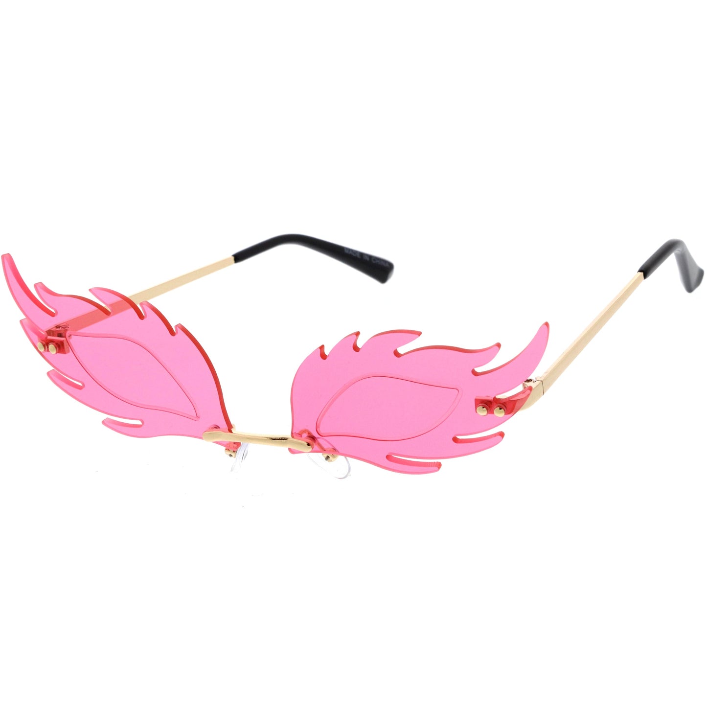 Aesthetically Elegant Fire Bevelled Masquerade Detail Flame Shaped Sunglasses D076