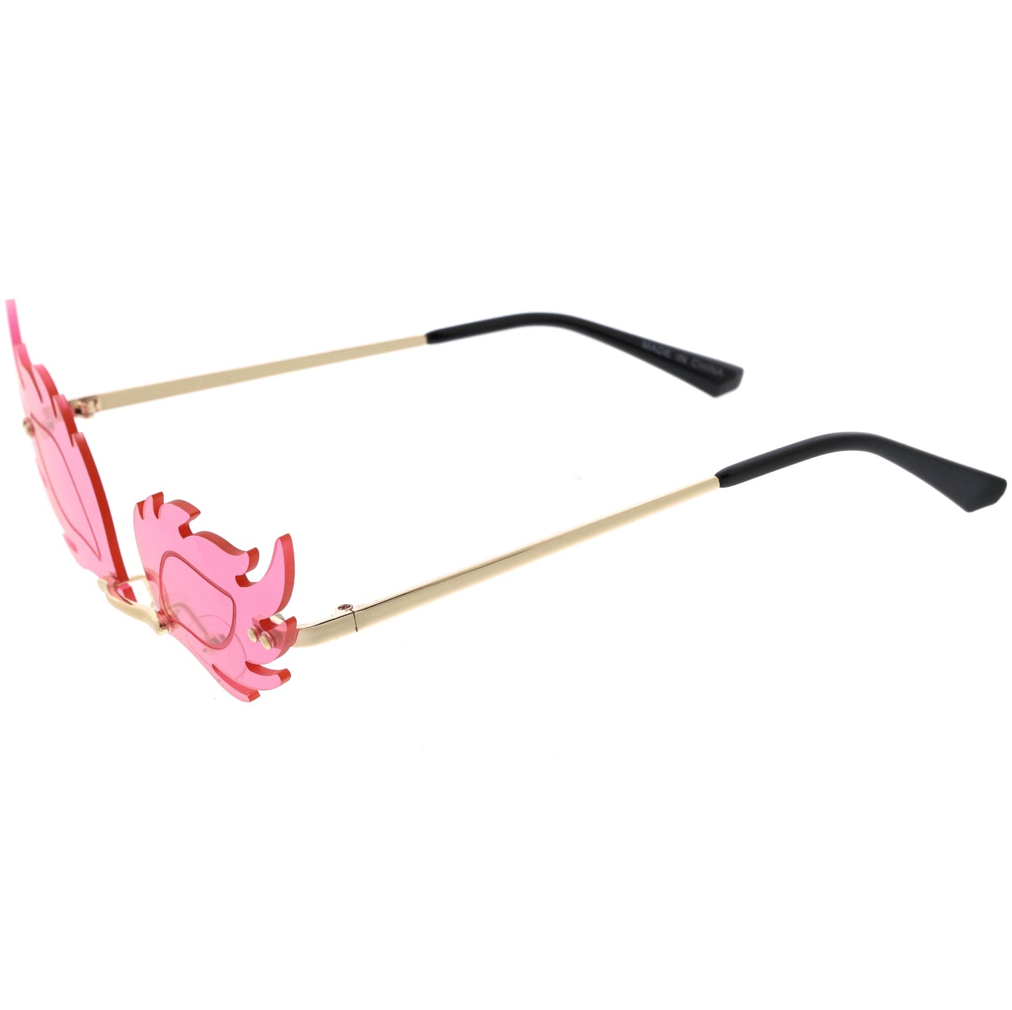 Aesthetically Elegant Fire Bevelled Masquerade Detail Flame Shaped Sunglasses D076