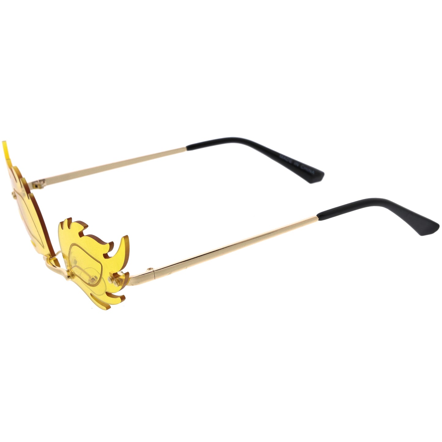 Aesthetically Elegant Fire Bevelled Masquerade Detail Flame Shaped Sunglasses D076