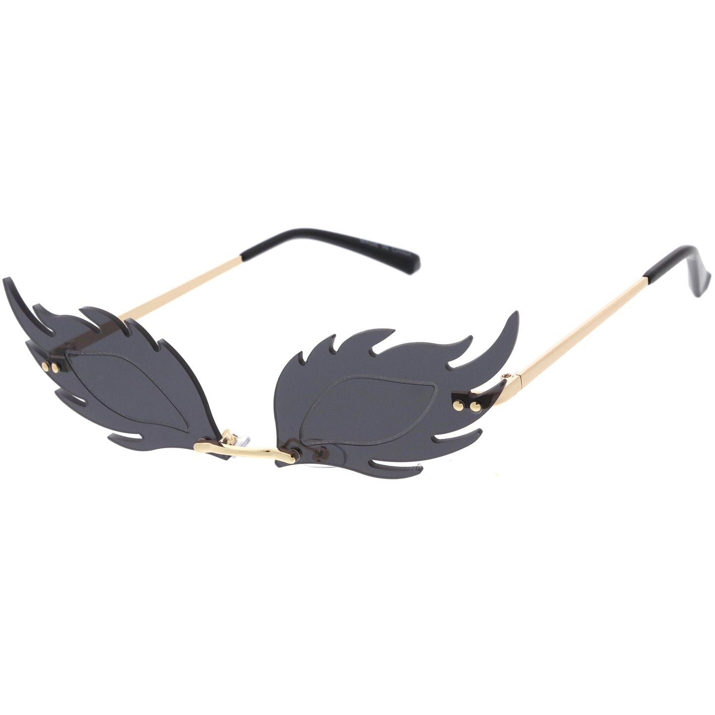 Aesthetically Elegant Fire Bevelled Masquerade Detail Flame Shaped Sunglasses D076
