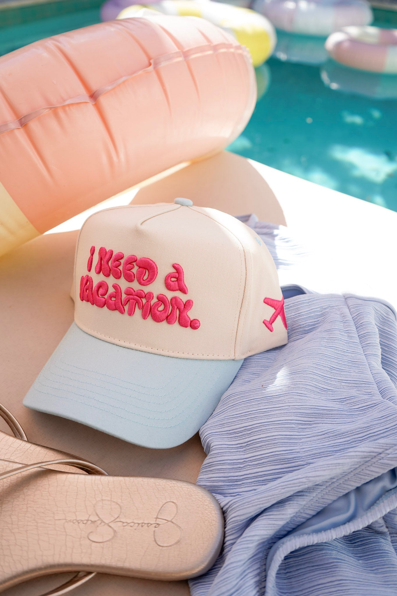 I Need a Vacation - Baby Blue Trucker Hat
