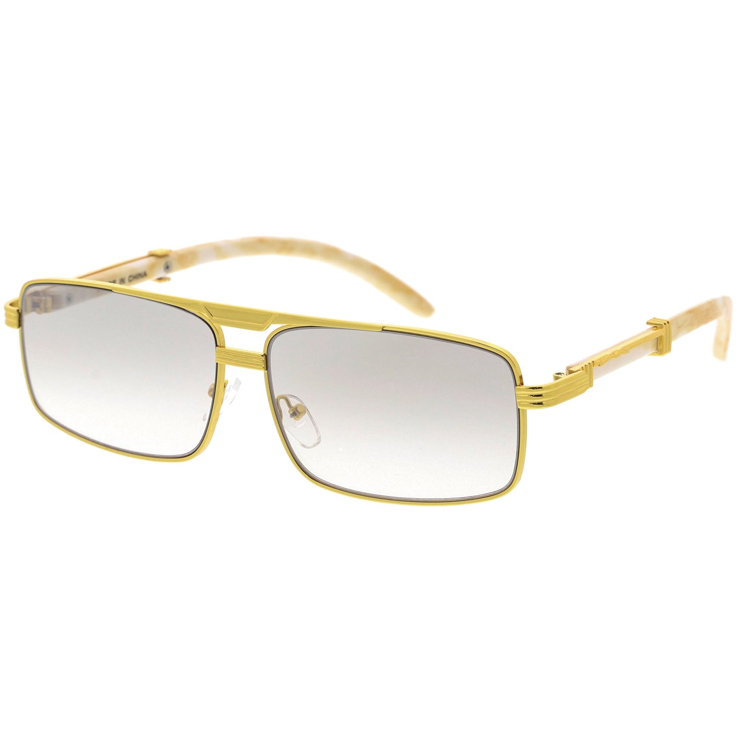 Classy Dapper Neutral Metal Crossbar Square Sunglasses D245