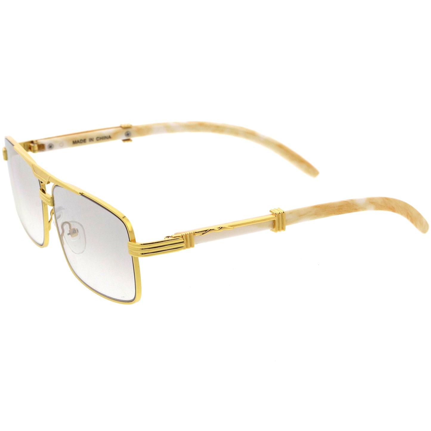 Classy Dapper Neutral Metal Crossbar Square Sunglasses D245