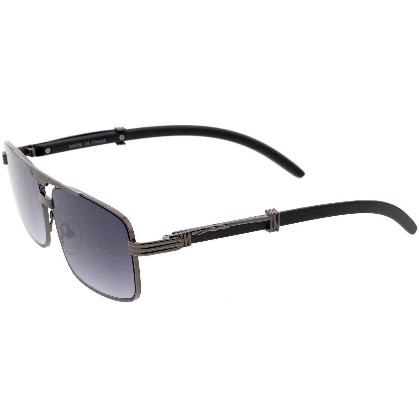 Classy Dapper Neutral Metal Crossbar Square Sunglasses D245