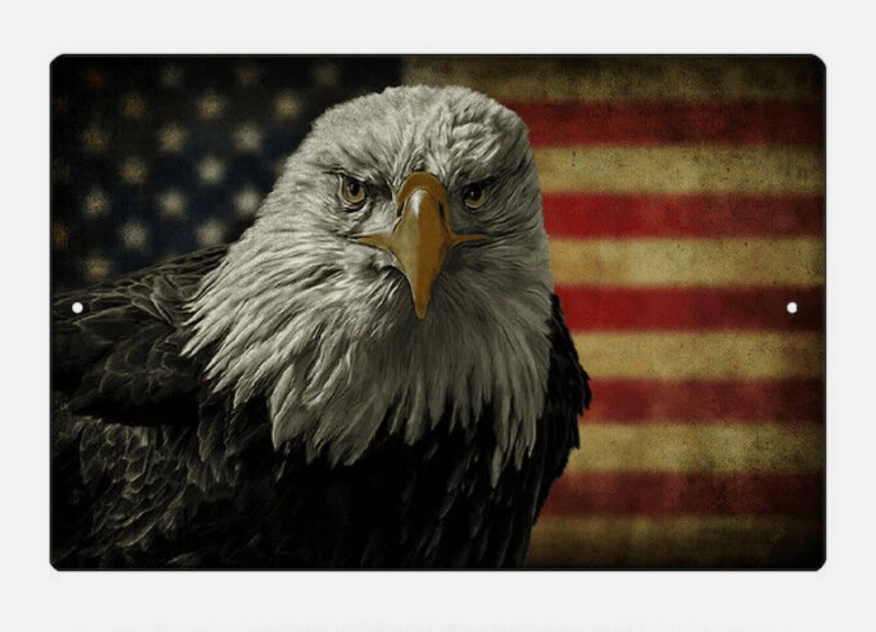 Redline Steel Bald Eagle Metal Sign