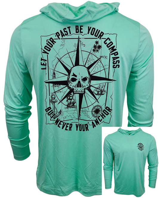 Unisex Nautical Compass Hooded UV Long Sleeve Tee