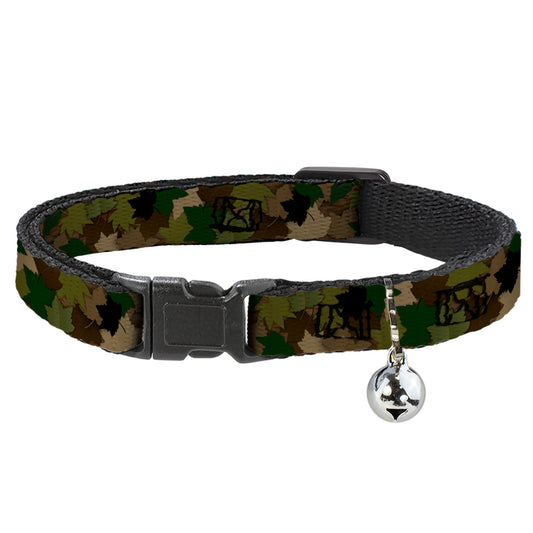 Cat Collar Breakaway - Leaf Camo Browns Greens Black