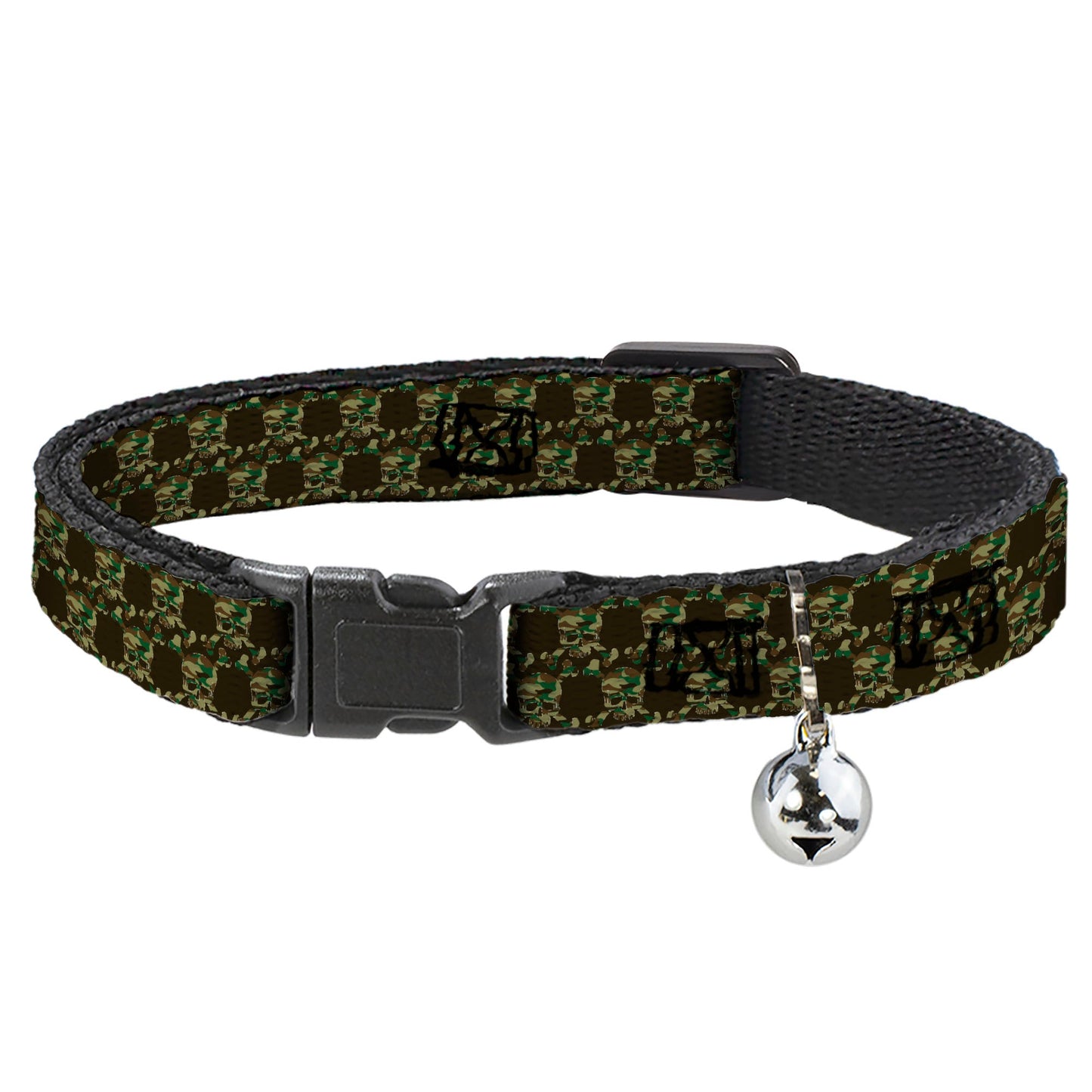 Cat Collar Breakaway - Top Skulls Black Camo Olive