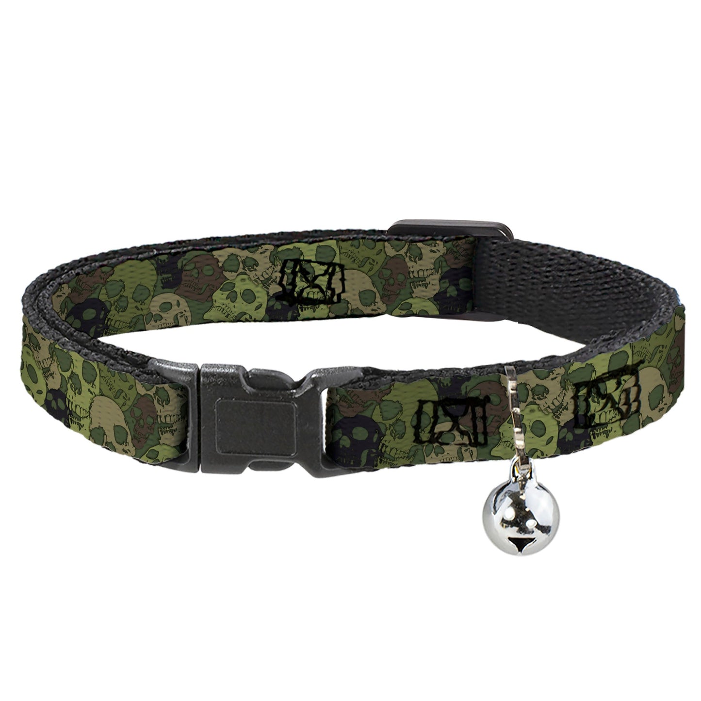 Cat Collar Breakaway - Camo Olive Skull Yard