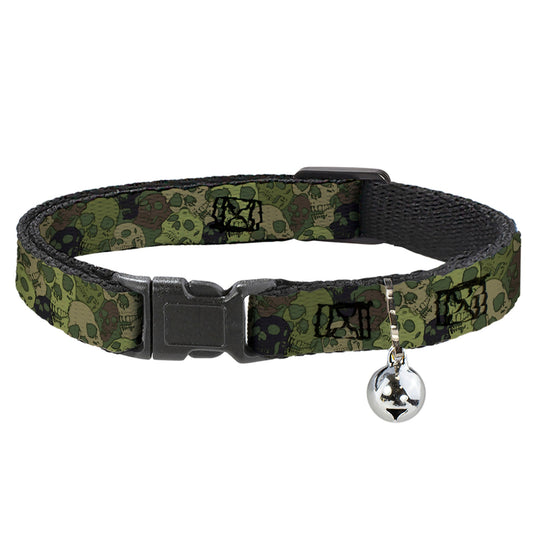 Cat Collar Breakaway - Camo Olive Skull Yard