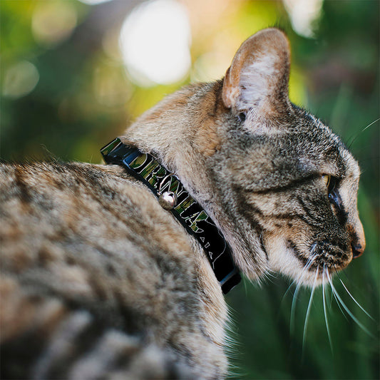 Cat Collar Breakaway - CALIFORNIA Bear Silhouette Black Camo Olive