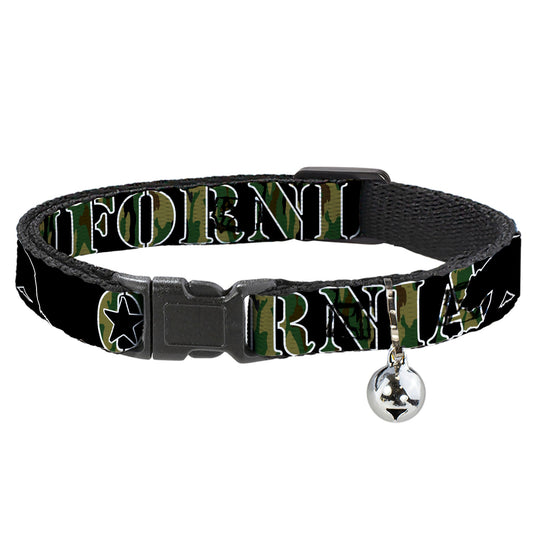 Cat Collar Breakaway - CALIFORNIA Bear Silhouette Black Camo Olive