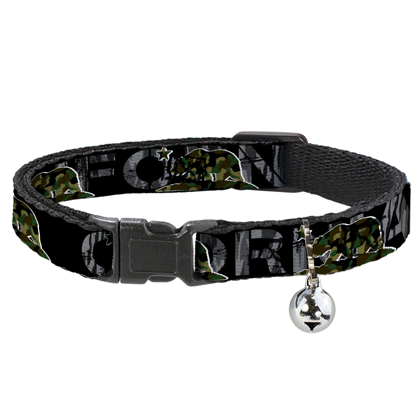 Cat Collar Breakaway - CALIFORNIA Flag Bear Black Camo Gray Camo Olive