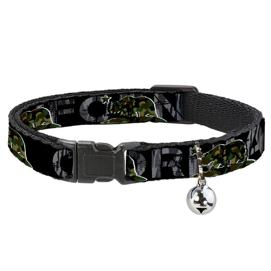 Cat Collar Breakaway - CALIFORNIA Flag Bear Black Camo Gray Camo Olive