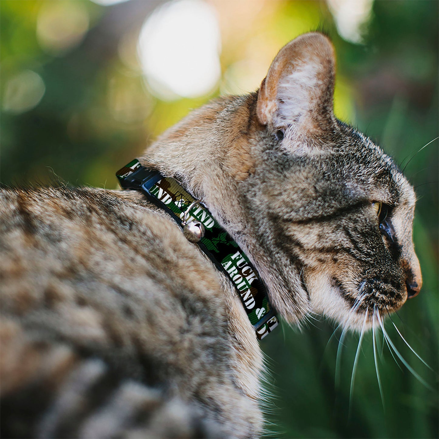 Cat Collar Breakaway - FAFO FUCK AROUND & FIND OUT Stencil Camo White