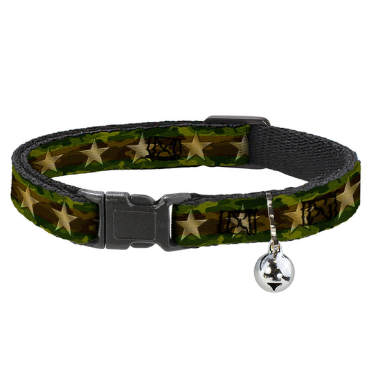 Cat Collar Breakaway - Star Camo Olive Gold