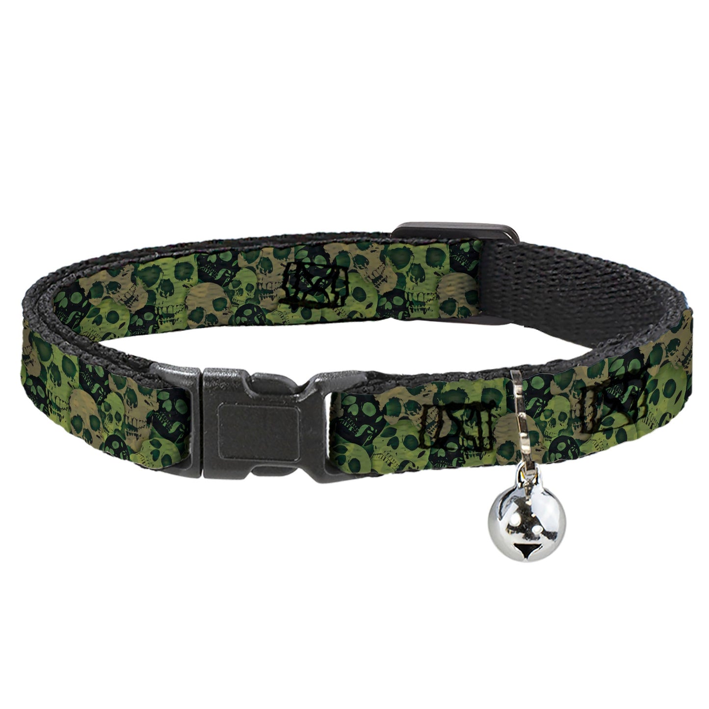 Cat Collar Breakaway - Camo Olive Black Skull Yard2