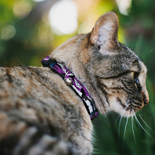 Cat Collar Breakaway - Camo Purple Black Gray White