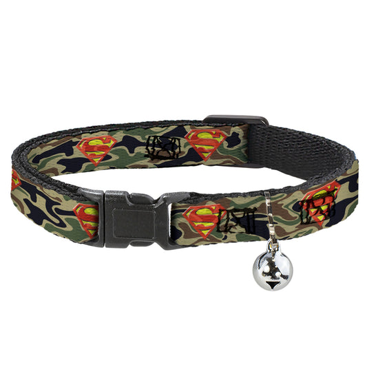 Cat Collar Breakaway - Superman Shield Camo Olive