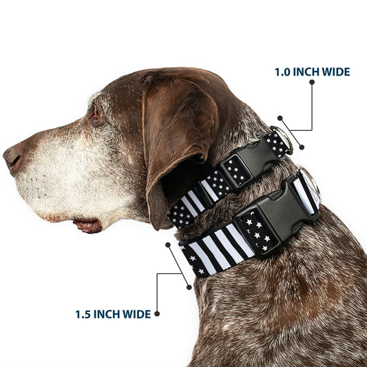 Plastic Clip Collar - American Flag CLOSE-UP Black/White