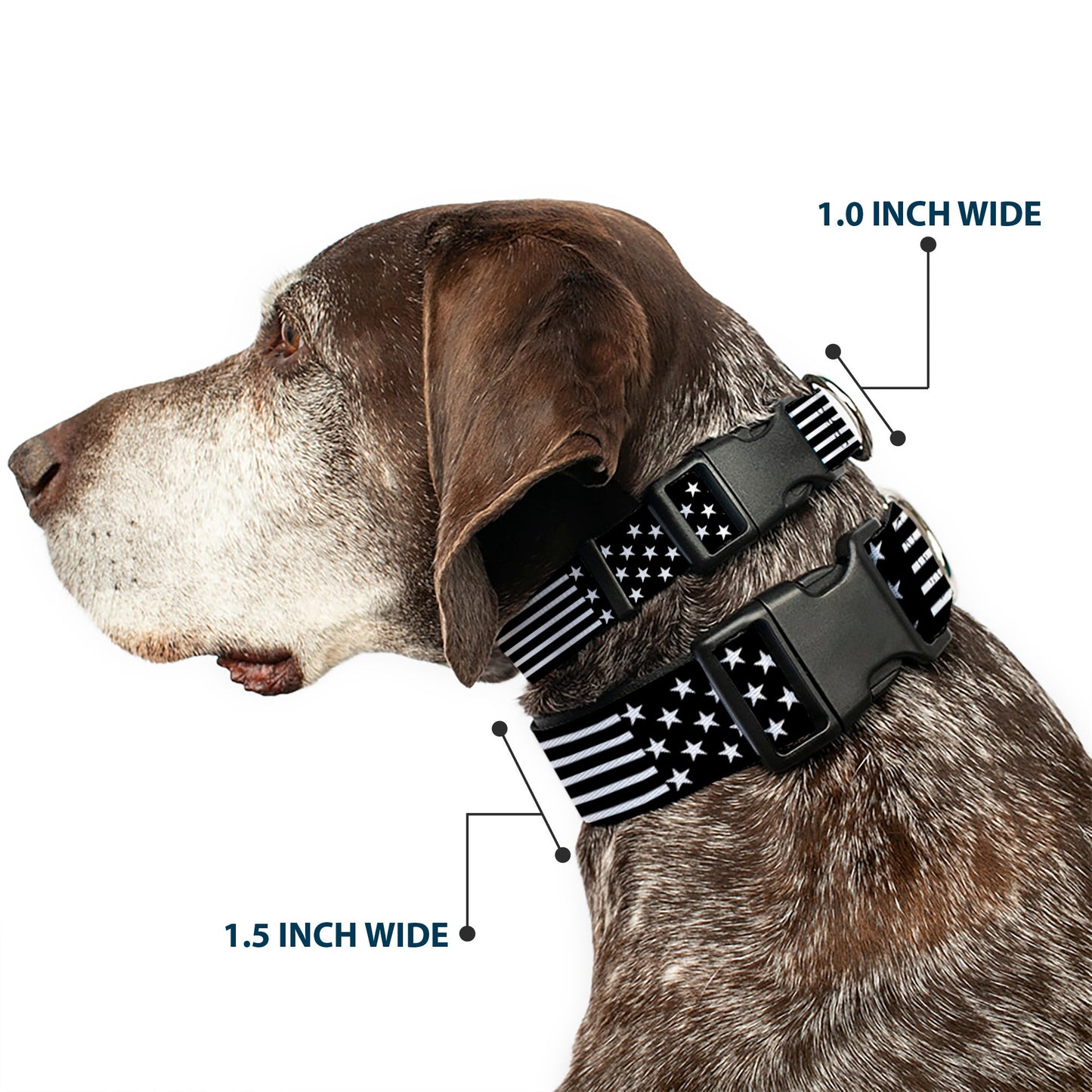 Plastic Clip Collar - Americana Stars & Stripes2 Black/White