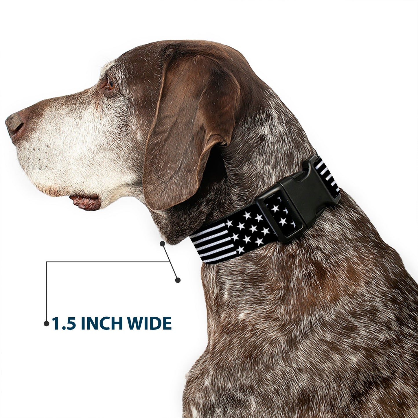 Plastic Clip Collar - Americana Stars & Stripes2 Black/White