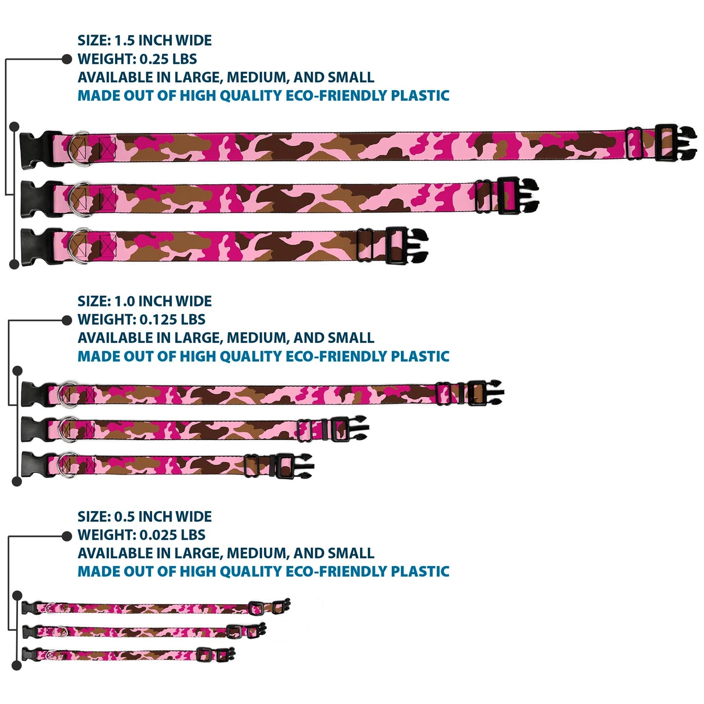 Plastic Clip Collar - Camo Pink