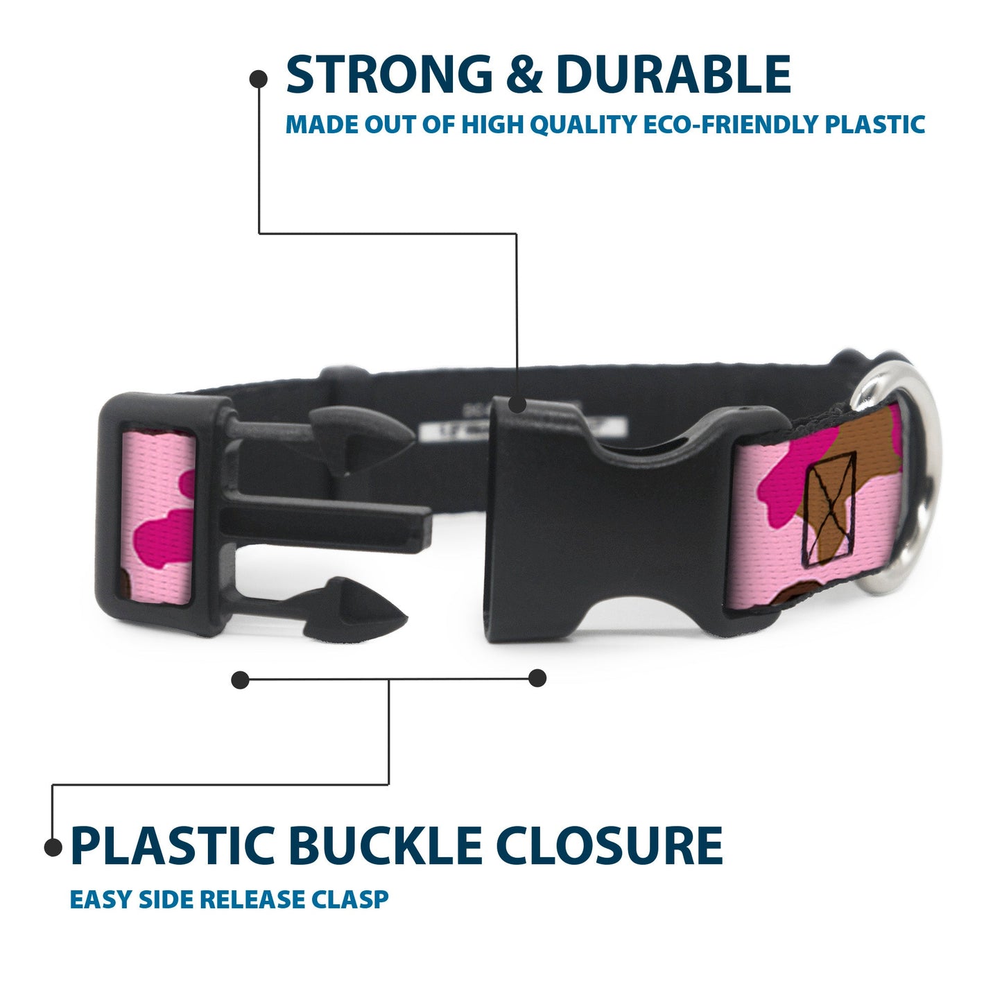 Plastic Clip Collar - Camo Pink
