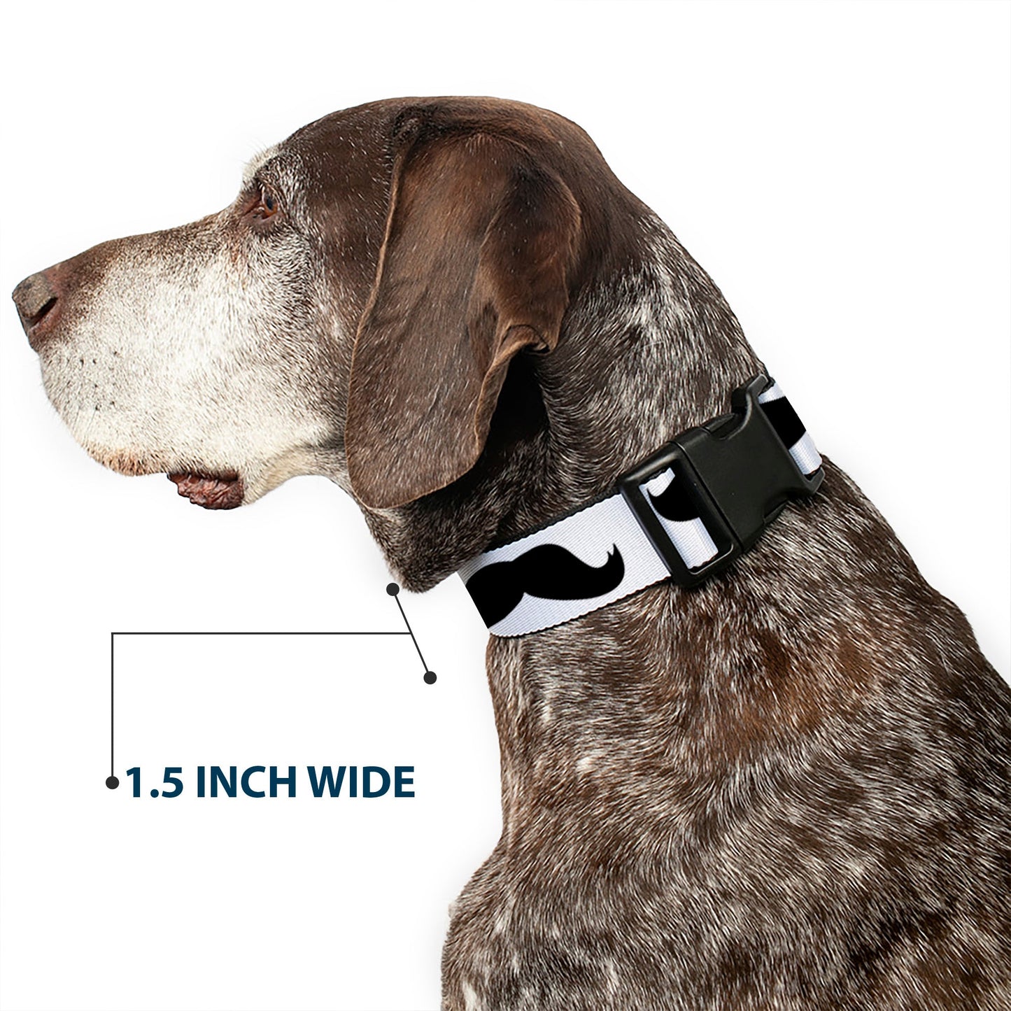 Plastic Clip Collar - Mustaches White/Black
