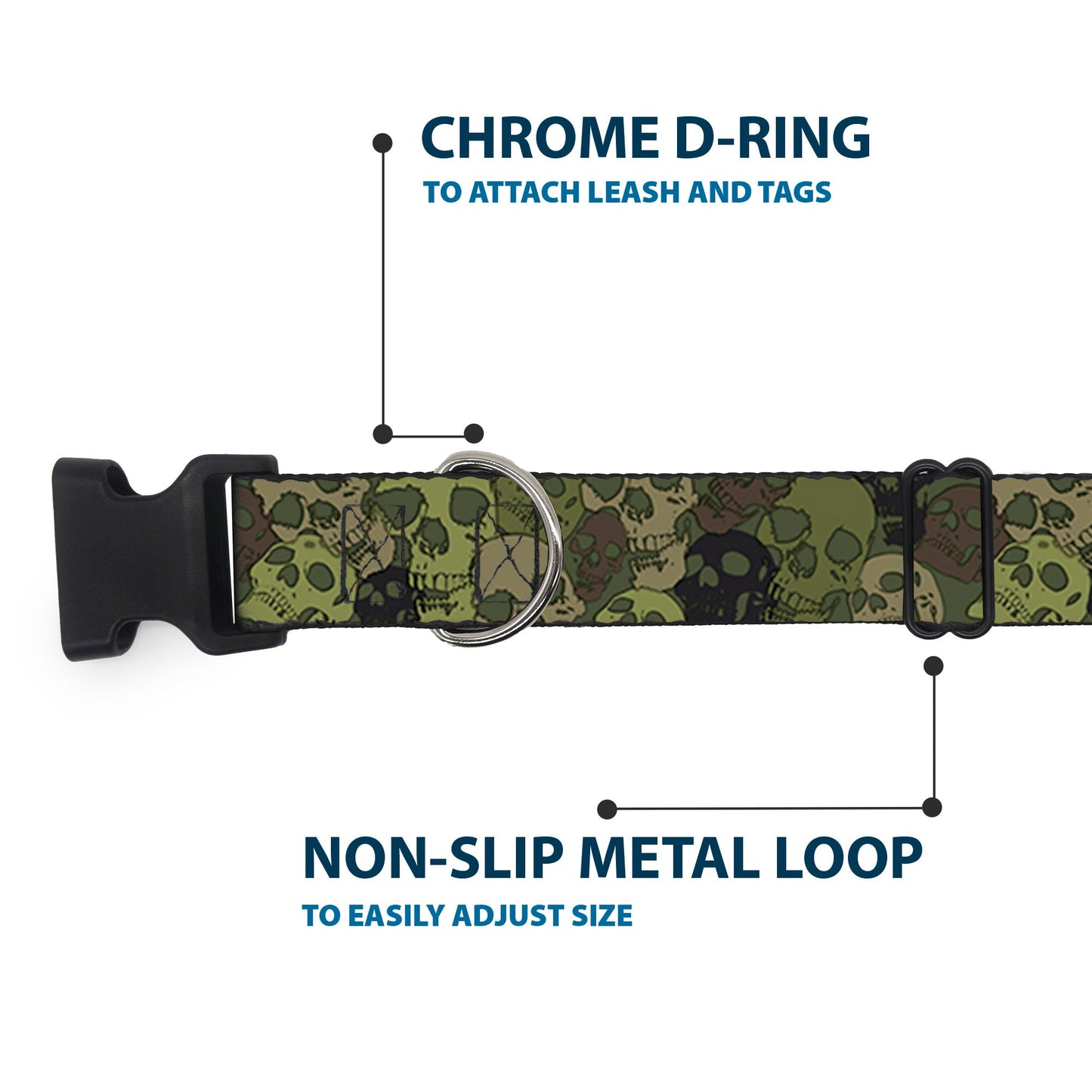 Plastic Clip Collar - Camo Olive Skull Yard