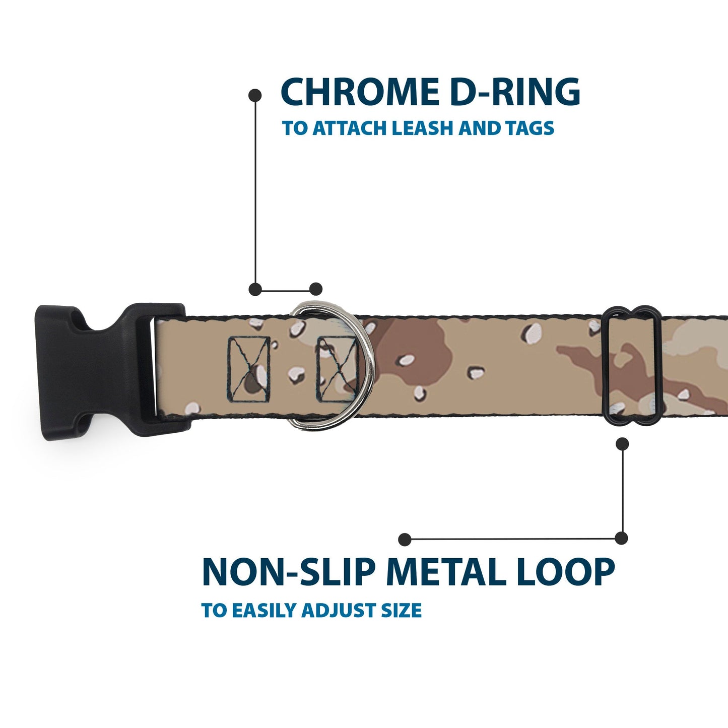 Plastic Clip Collar - Desert Camo Tans/Browns
