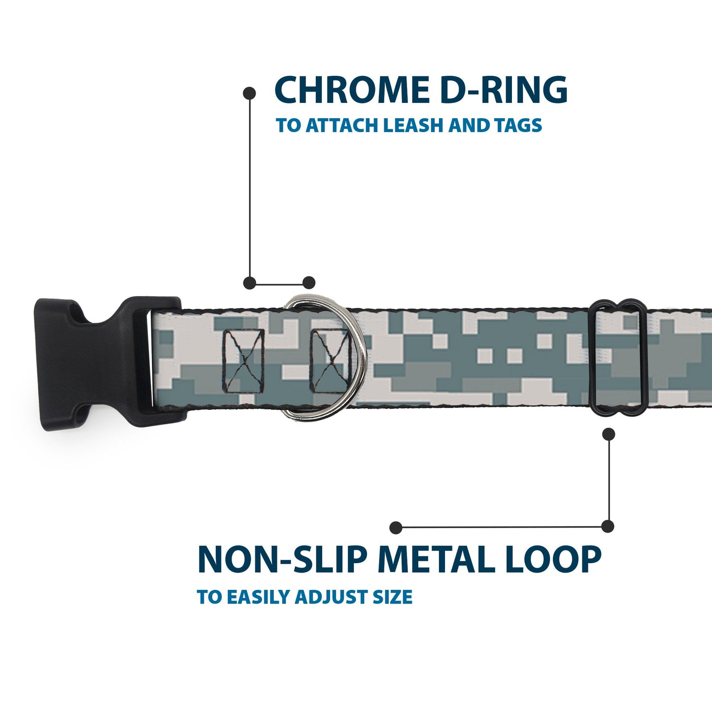 Plastic Clip Collar - Digital Camo2 Grays