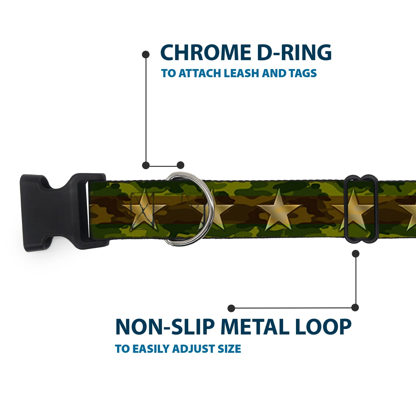 Plastic Clip Collar - Star Camo Olive/Gold