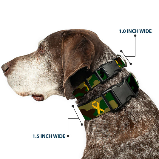 Plastic Clip Collar - Support Our Troops Camo Olive/Yellow Ribbon