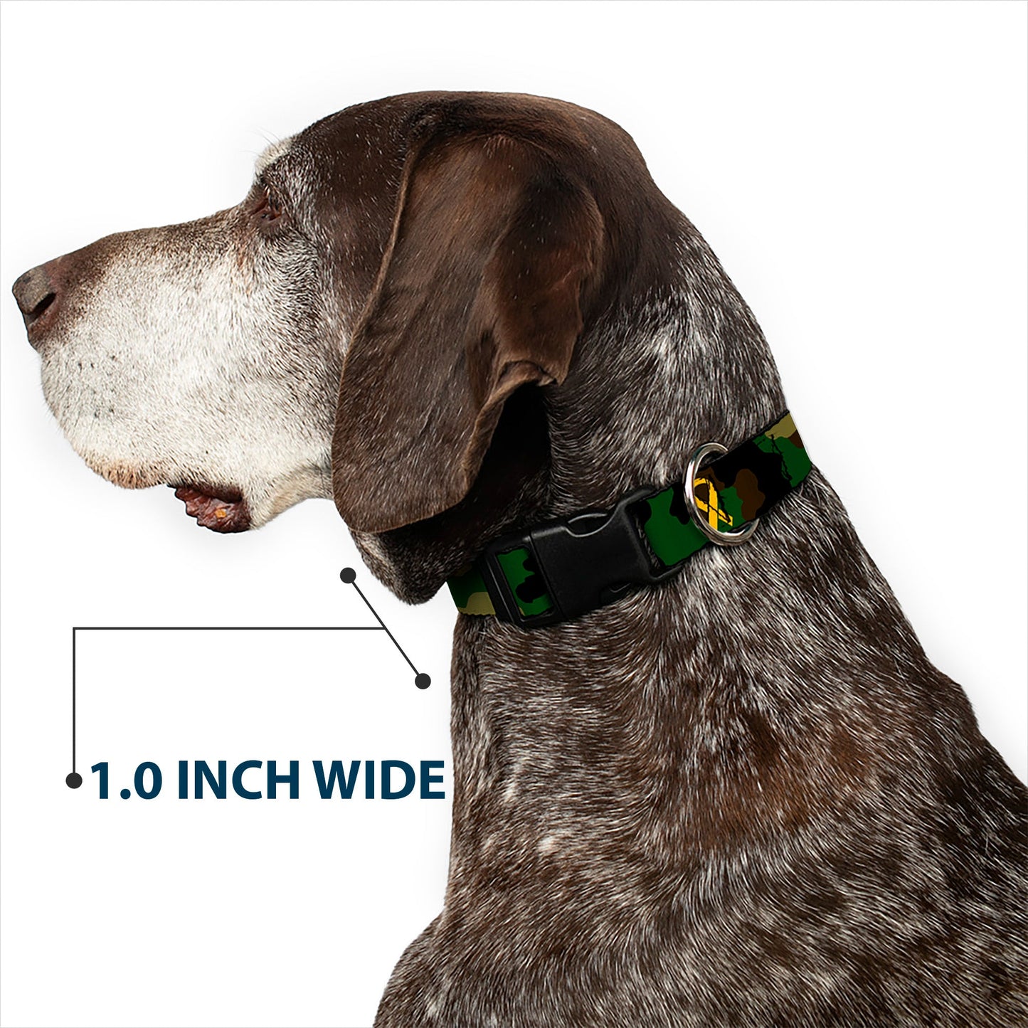 Plastic Clip Collar - Support Our Troops Camo Olive/Yellow Ribbon