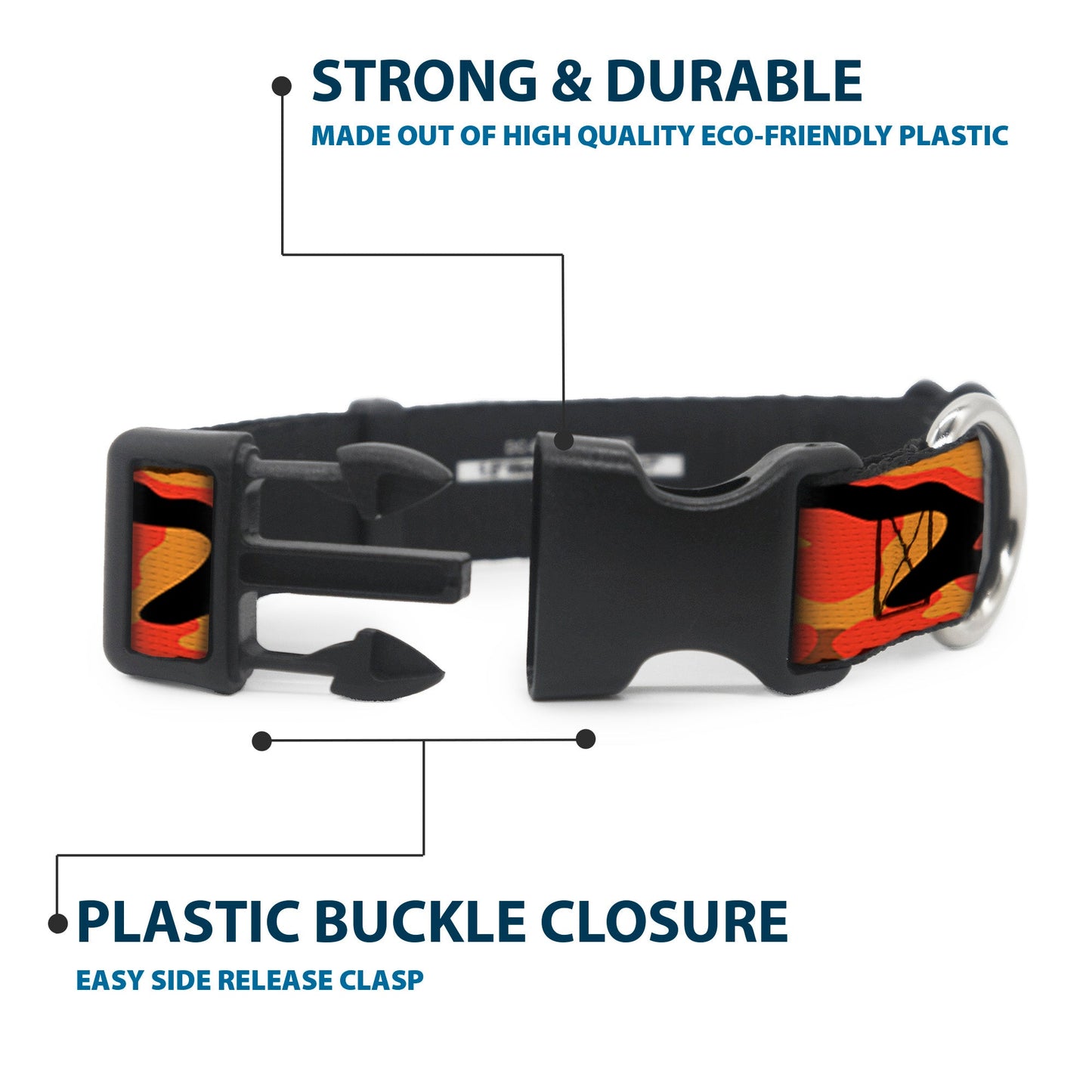 Plastic Clip Collar - Camo Oranges/Black